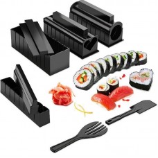 10 PCS Super Sushi Maker, DIY Sushi Roll Mold Set - Beginner Easy Sushi Making Kit (Black)